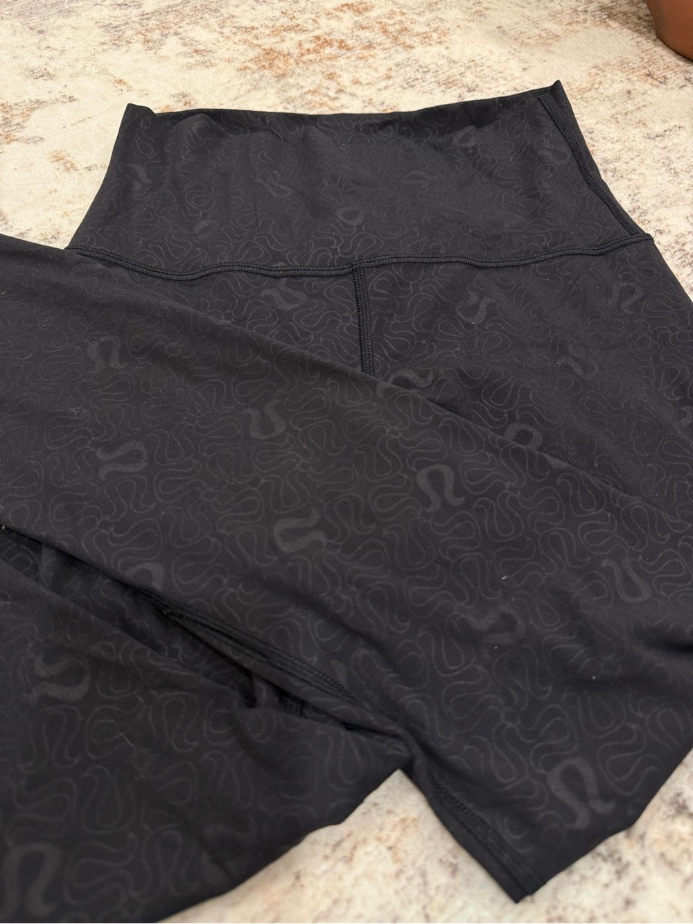 lululemon athletica Black High-Rise Leggings with Subtle Logo Jacquard